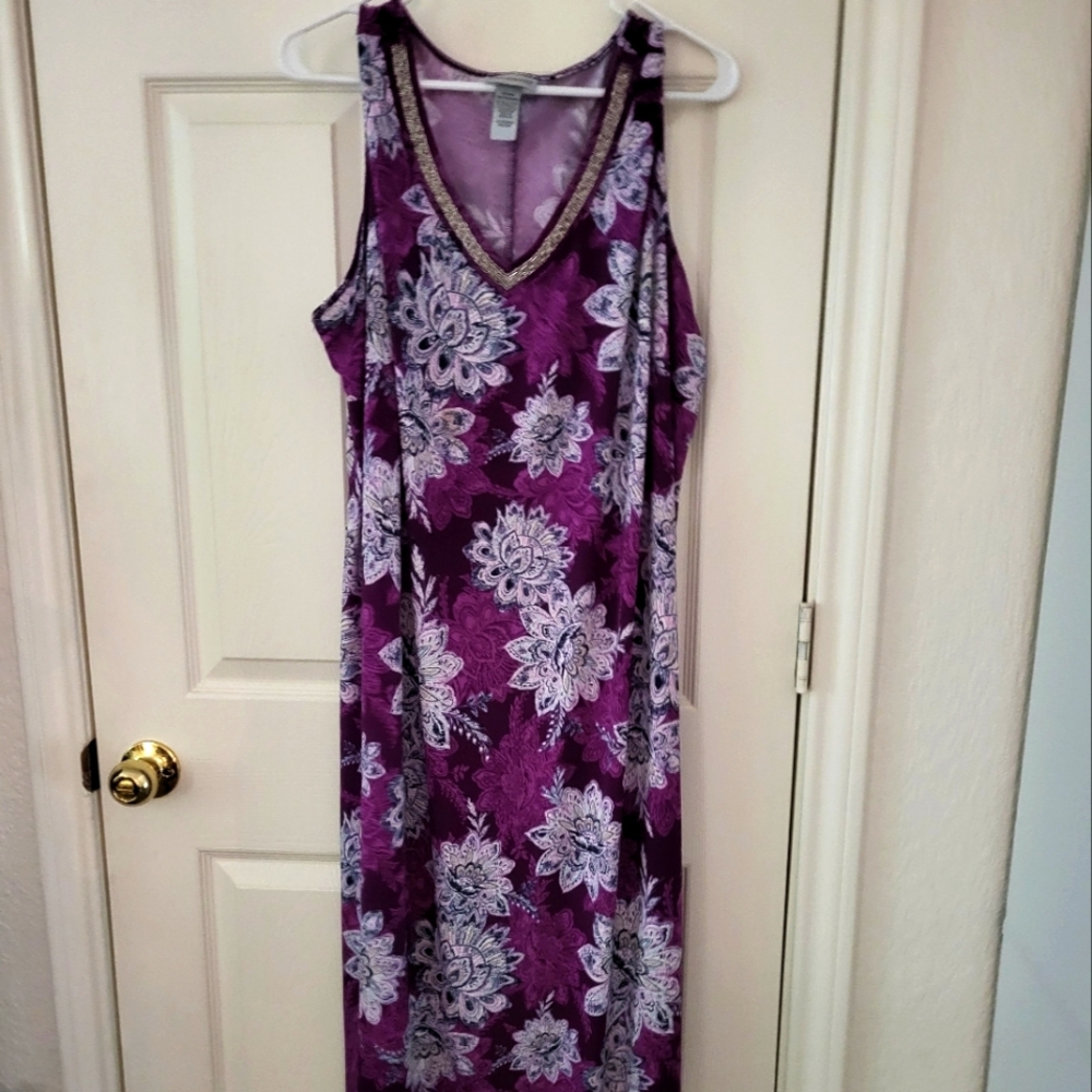 Catherines Long Purple Floral Dress